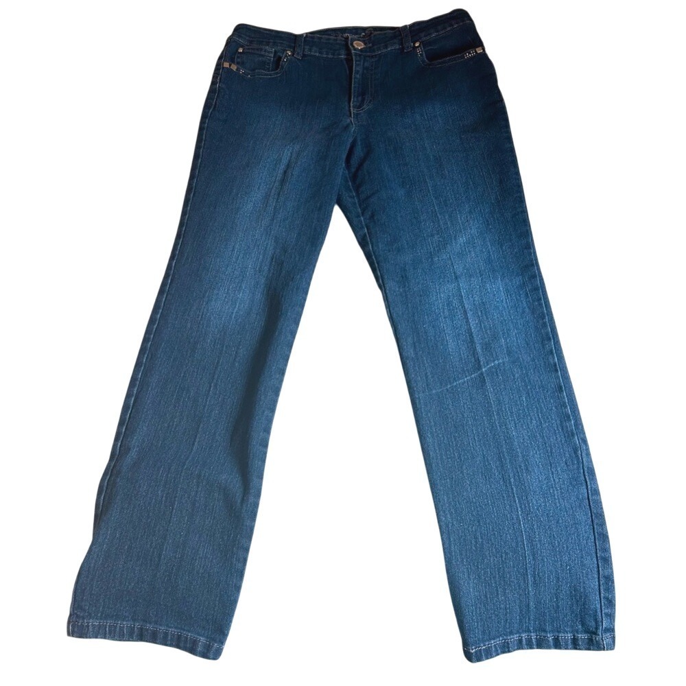 Style Co. Rhinestone Pocket Jeans Dark Wash Denim Embellished Back‎ Pockets